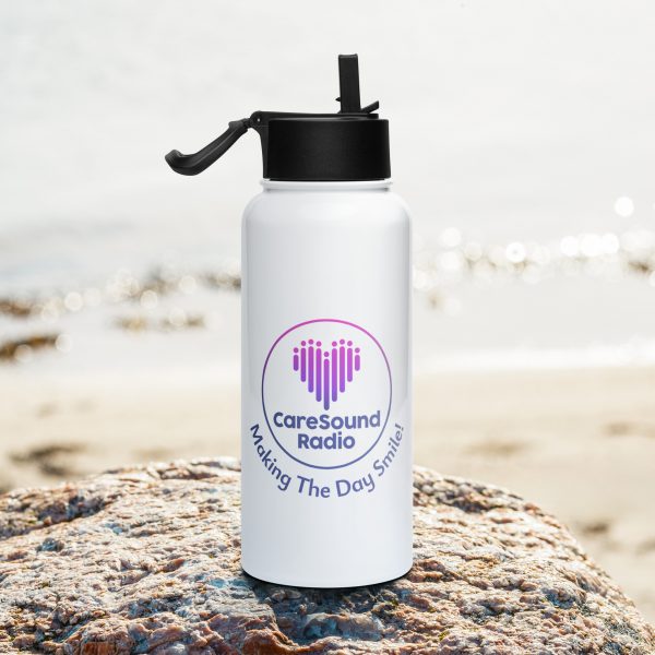 CareSound Stainless Steel Water Bottle with Straw Lid